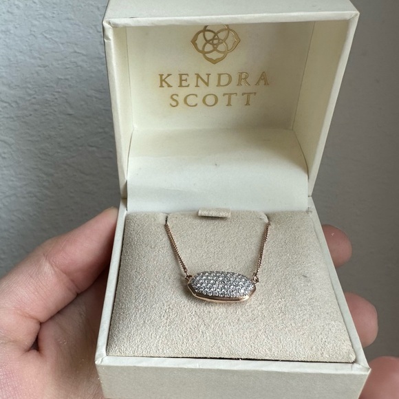 Kendra Scott Elisa Pendant Necklace in Pave Diamond and 14k Rose Gold.39 ct - Picture 13 of 16